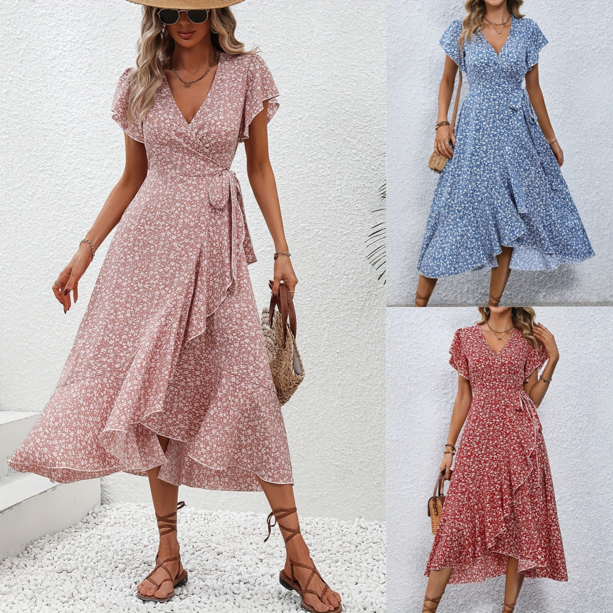 Sarah Express Floral Short Sleeve Fairy Dress Flowing Casual Summer Dress