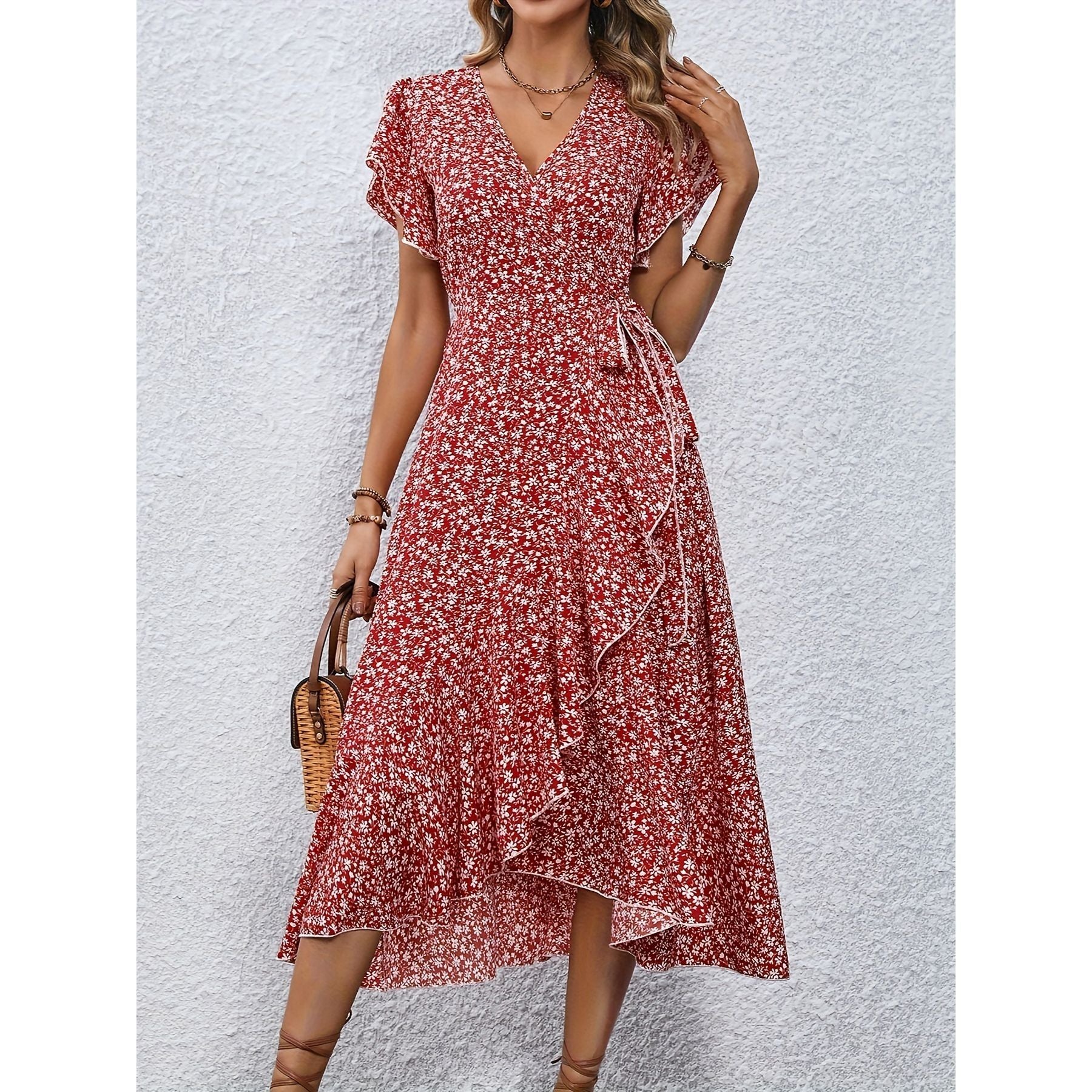 Sarah Express Floral Short Sleeve Fairy Dress Flowing Casual Summer Dress