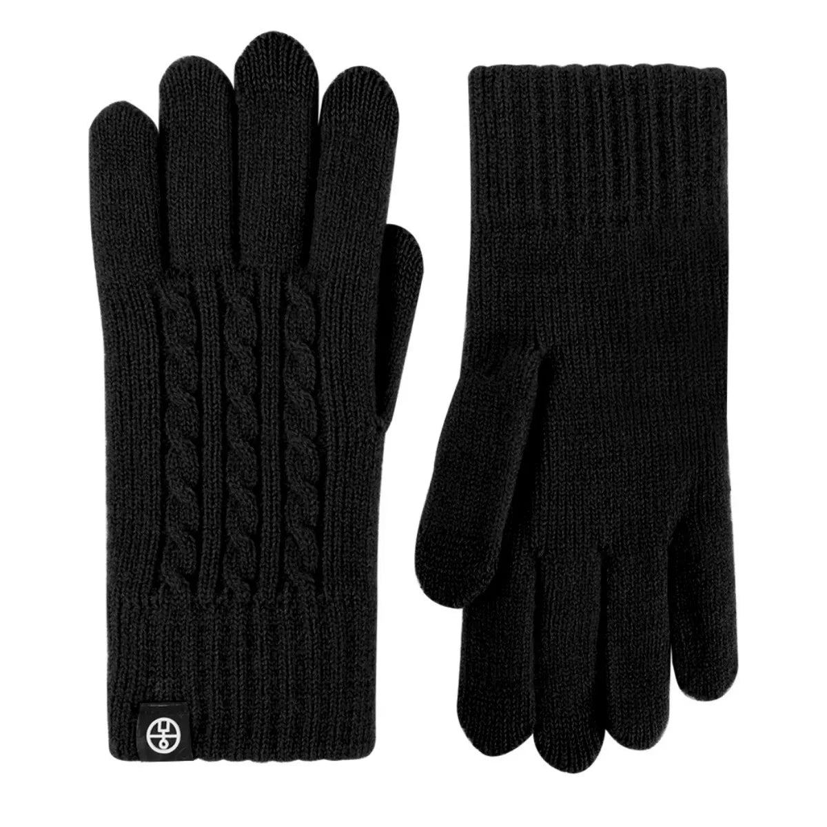 Sarah Express Women's Cable Knit Touchscreen Gloves Black One Size