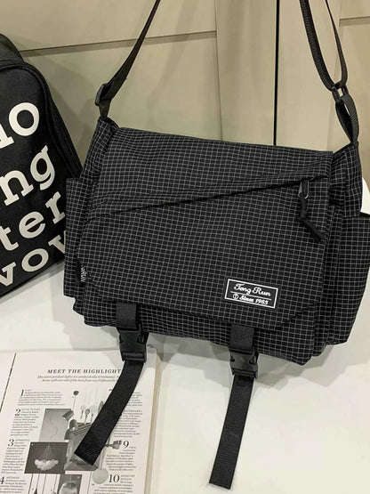 Plaid Buckle Flap Crossbody Bag