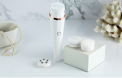 4-in-1 Electric Facial Cleansing Brush - USB Rechargeable Deep Pore Cleanser & Massager
