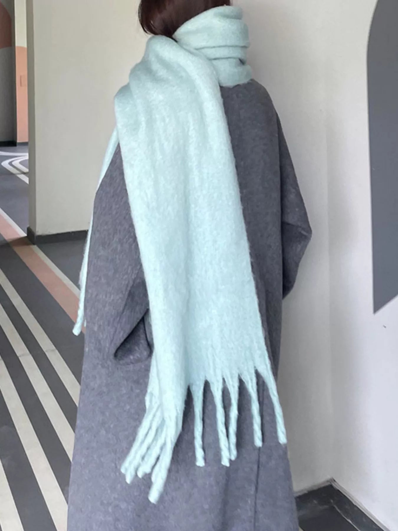 Sarah Express Women's Solid Color Fringe Scarf