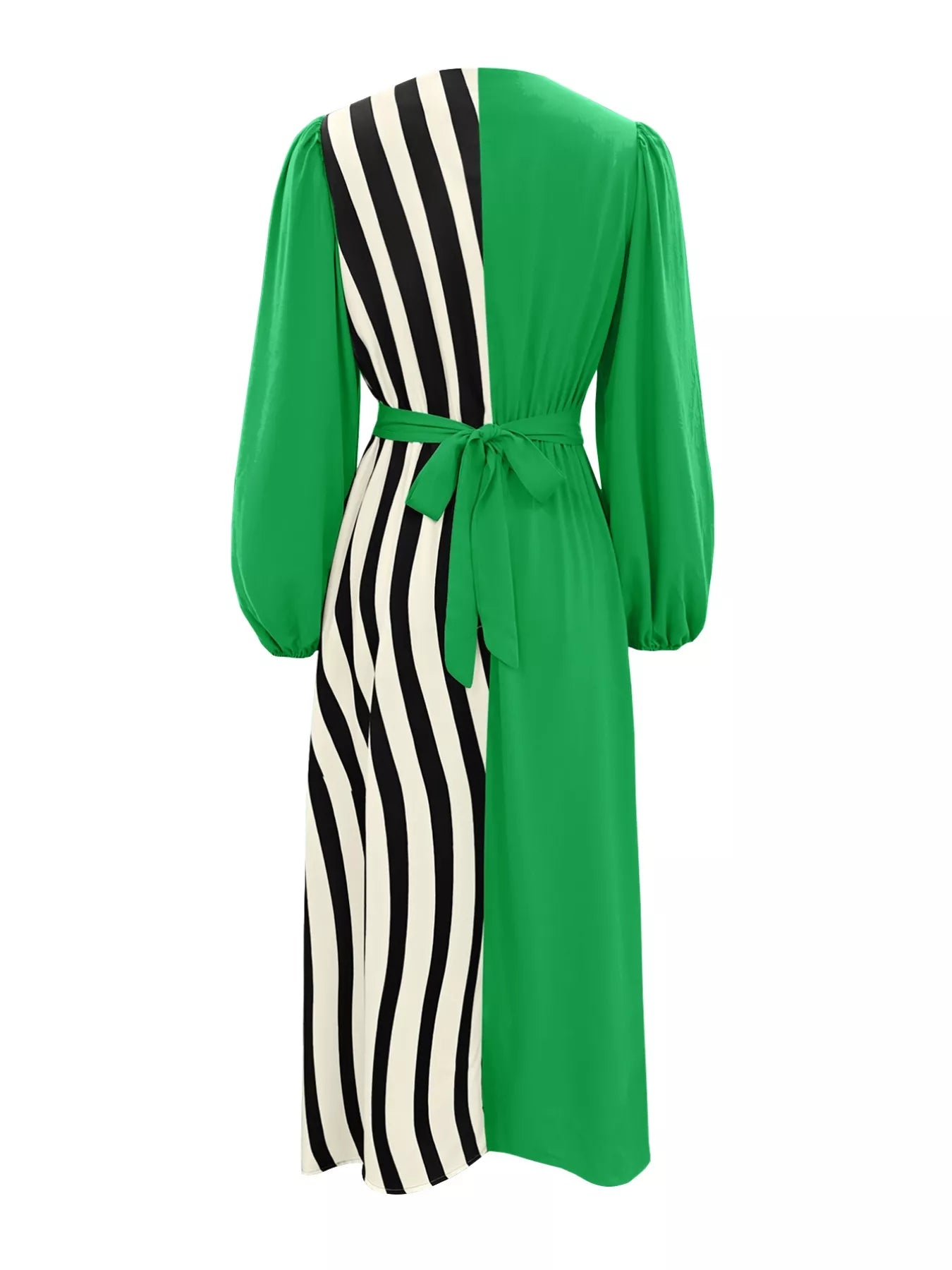 Sarah Express Women's Color Block Striped Long Sleeve Midi Dress with Belt