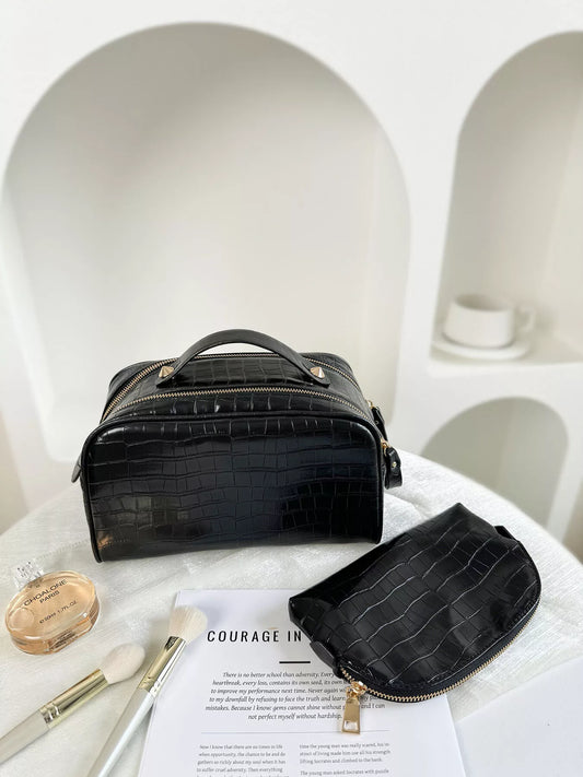 Sarah Express Women's Top Handle Handbag with Detachable Clutch Black ONESIZE