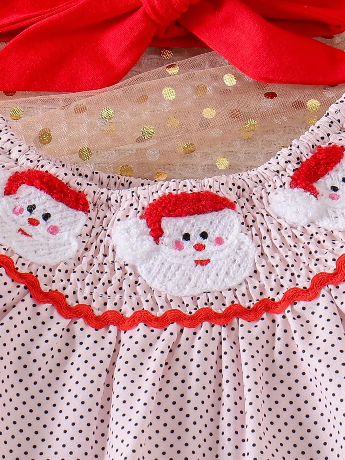 Sarah Express Girls' Christmas Santa Embroidered Dress