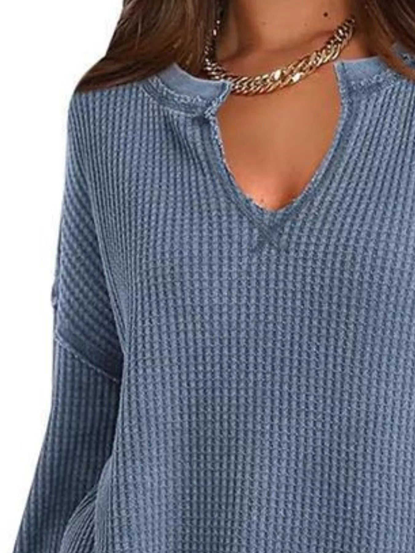 Sarah Express Women's Waffle Knit Long Sleeve Sweatshirt