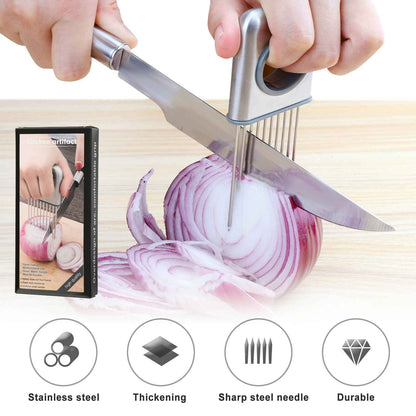 Sarah Express Stainless Steel Onion Holder Slicer - Vegetable Tomato Cutter Kitchen Gadget Tool