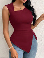 Sarah Express Women's Slit Asymmetrical Tank Top