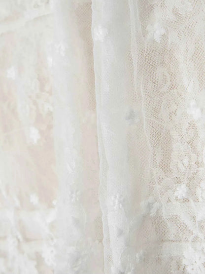 Sarah Express Women's Sheer Floral Lace Ruffle Tiered Blouse Set - 2 Piece