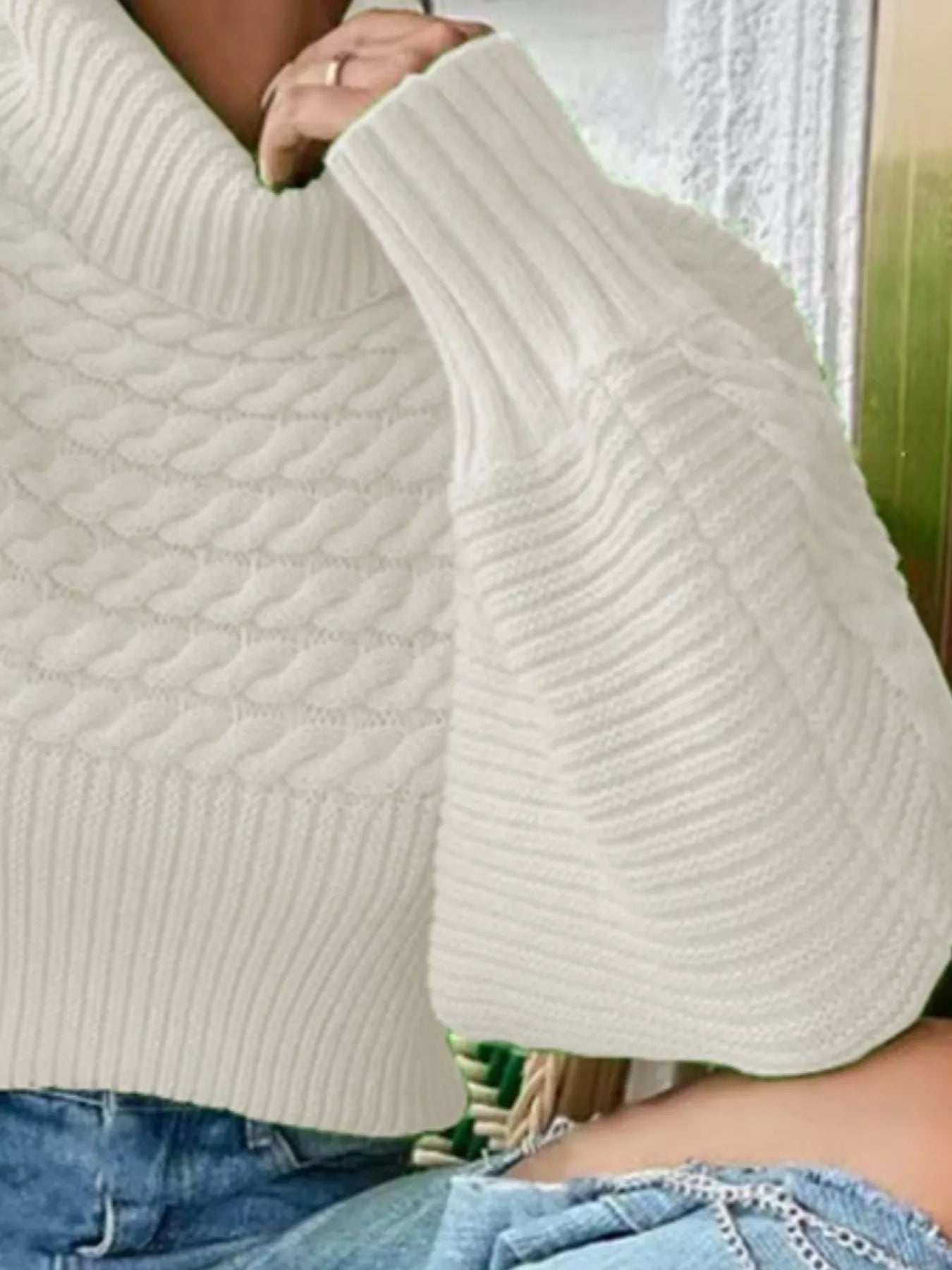 Sarah Express Women's Cable Knit Turtleneck Sweater - Long Sleeve Plus Size