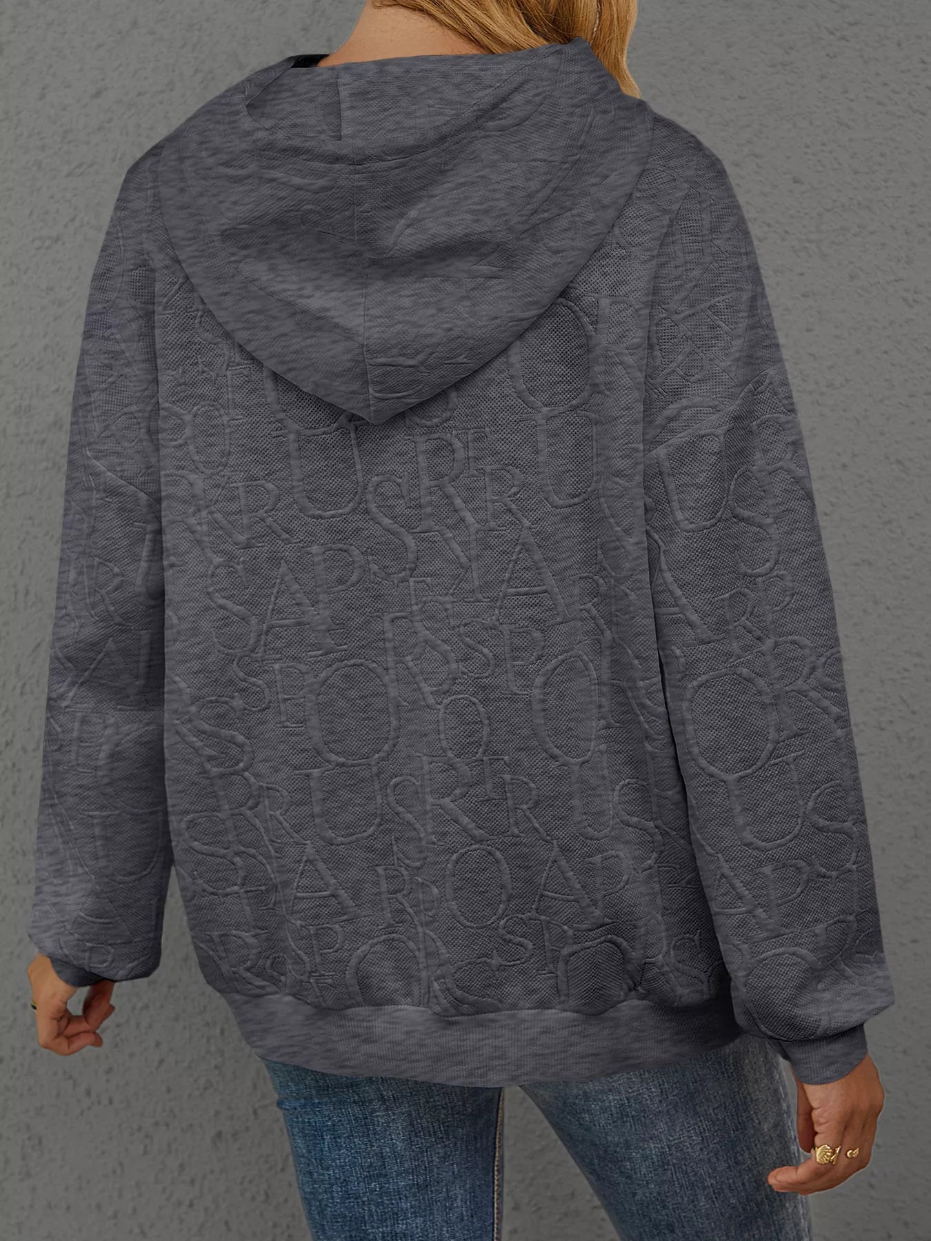 Sarah Express Women's Embossed Lettering Casual Hoodie Plus Size