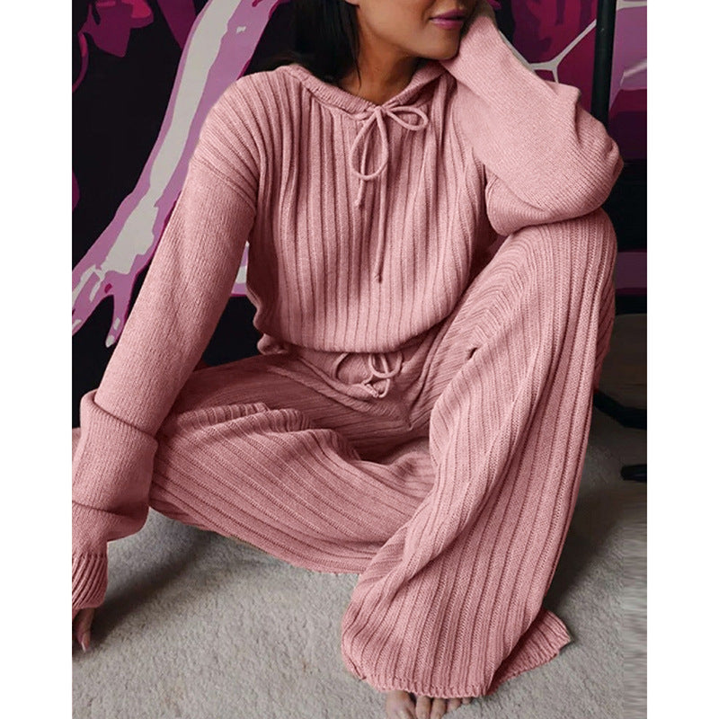 Sarah Express Women's Hooded Sweatsuit Set - Long Sleeve Casual Two Piece Tracksuit Pink