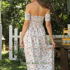 Sarah Express Women's Off Shoulder Floral Maxi Dress Strapless Elegant Summer