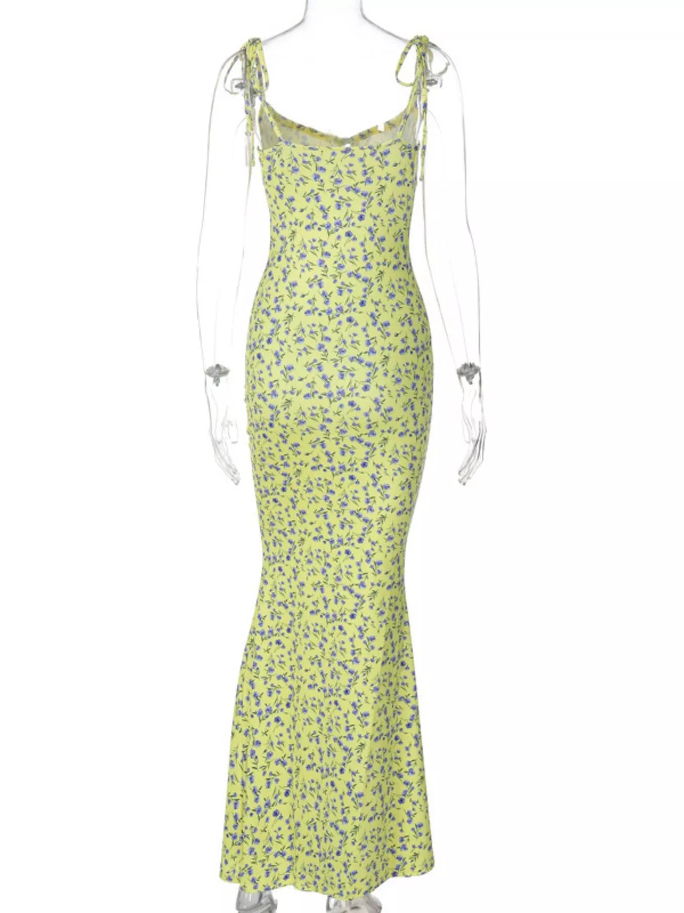 Sarah Express Women's Floral Print Tie Strap Bodycon Maxi Dress