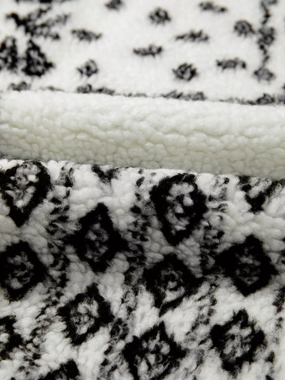 Sarah Express Women's Sherpa Paisley Print Pocketed Western Fashion Vest Jacket