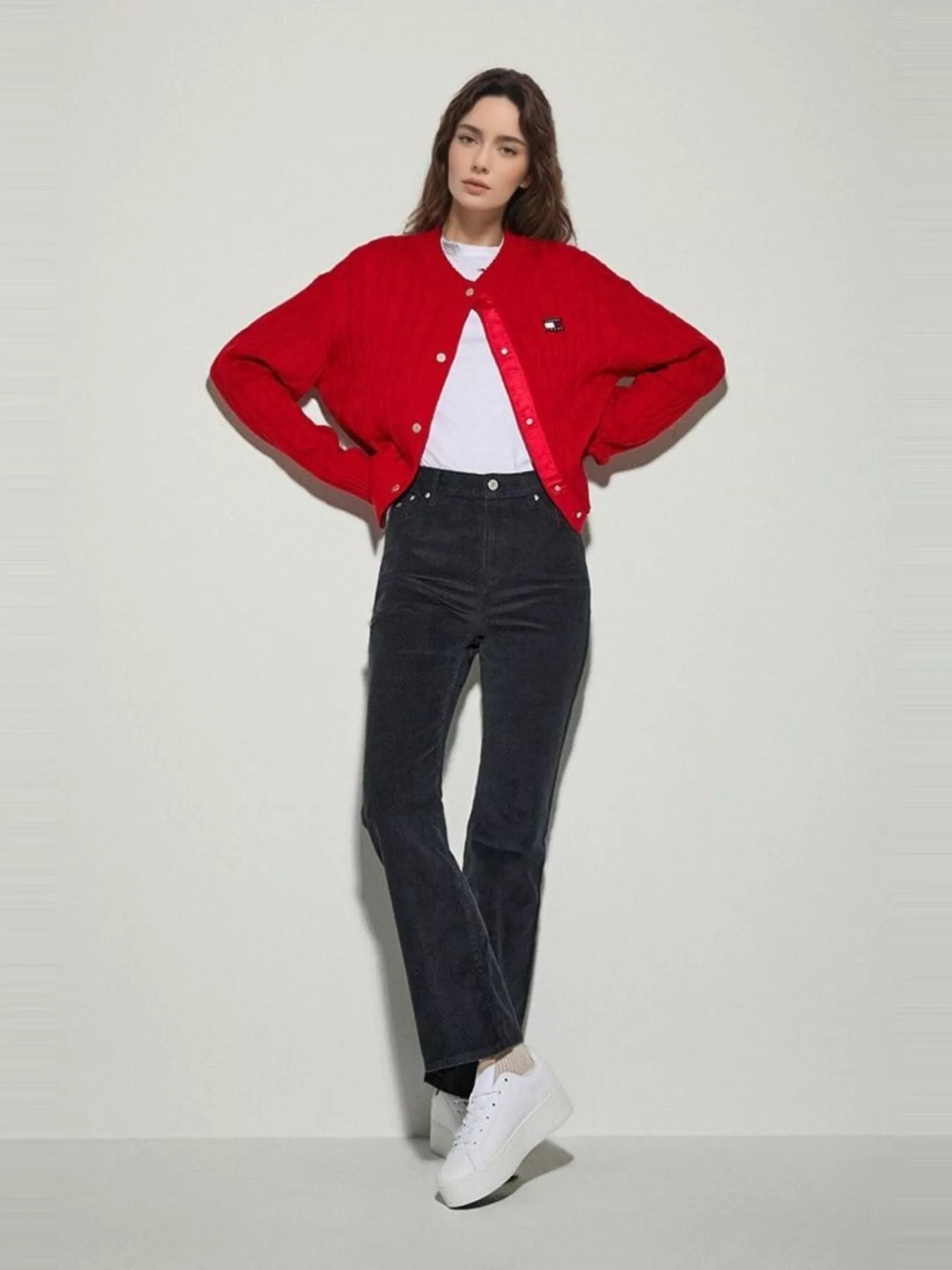 Sarah Express Women's Cable-Knit Button-Front Cardigan