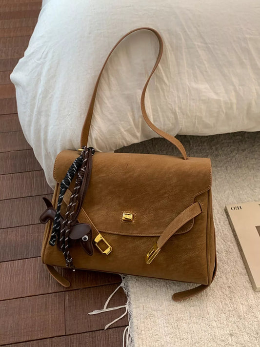 Sarah Express Women's Buckle Shoulder Bag - Medium PU Leather Crossbody