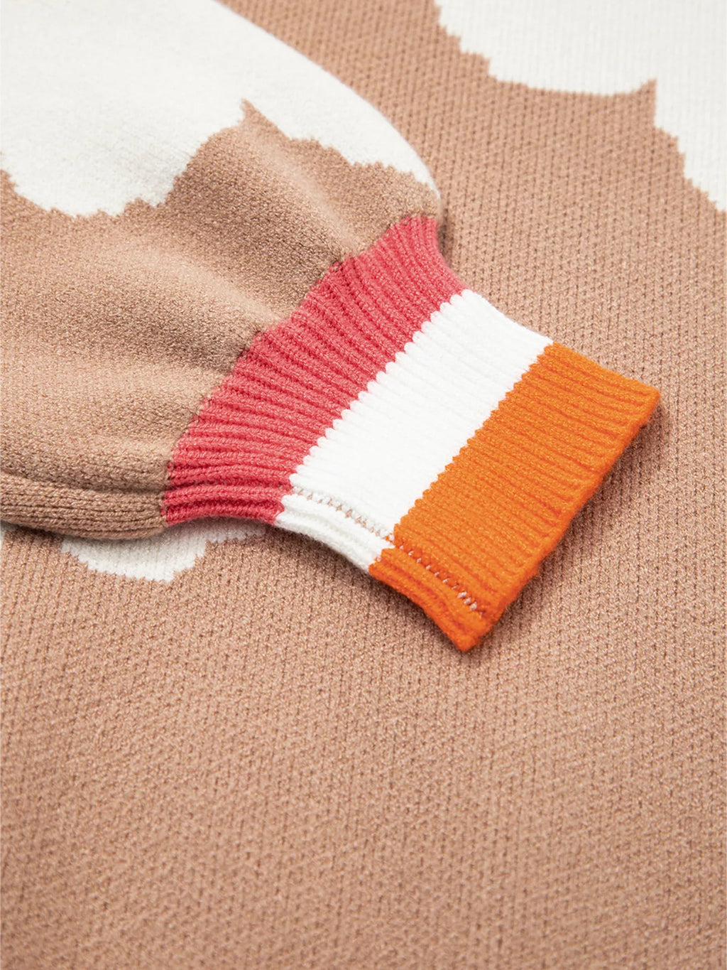 Sarah Express Women's Flower Pattern Contrast Striped Baggy Sweater