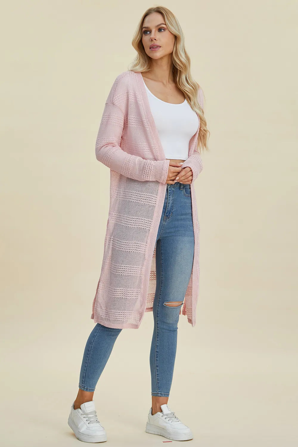 Sarah Express Women’s Plus Size Open Front Longline Cardigan Sweater
