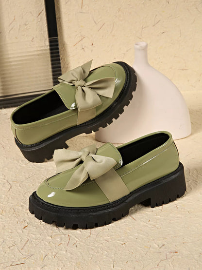 Sarah Express Women's Bow Decor Round Toe Loafers