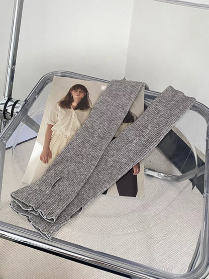 Sarah Express Women's Knitted Arm Warmer Gloves Light Gray One Size