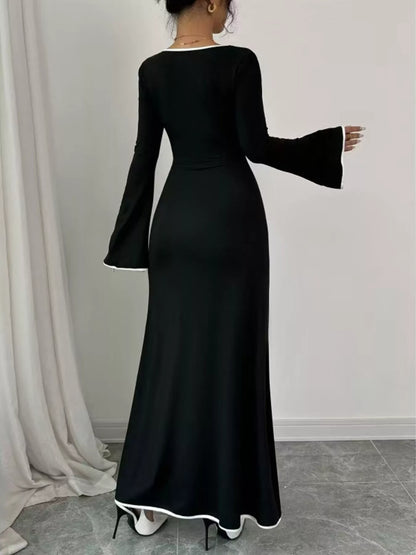 Sarah Express Women's Square Neck Flare Sleeve Maxi Dress