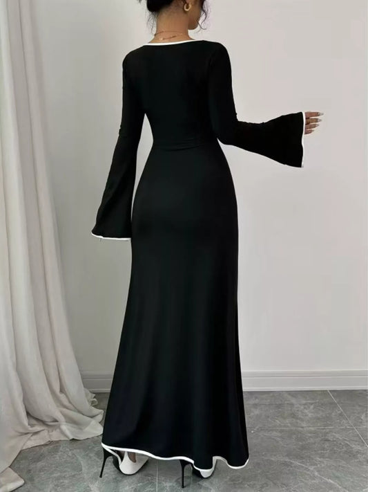 Sarah Express Women's Square Neck Flare Sleeve Maxi Dress