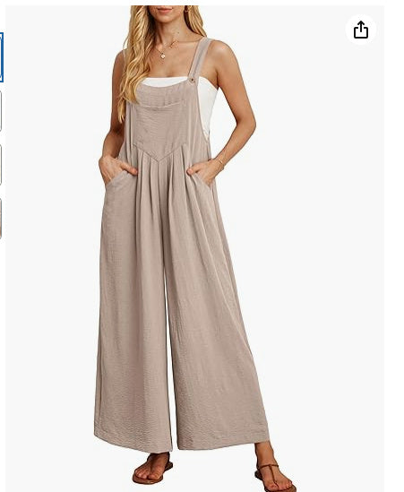 Sarah Express Women's Casual Loose Jumpsuit Pockets Polyester One Piece