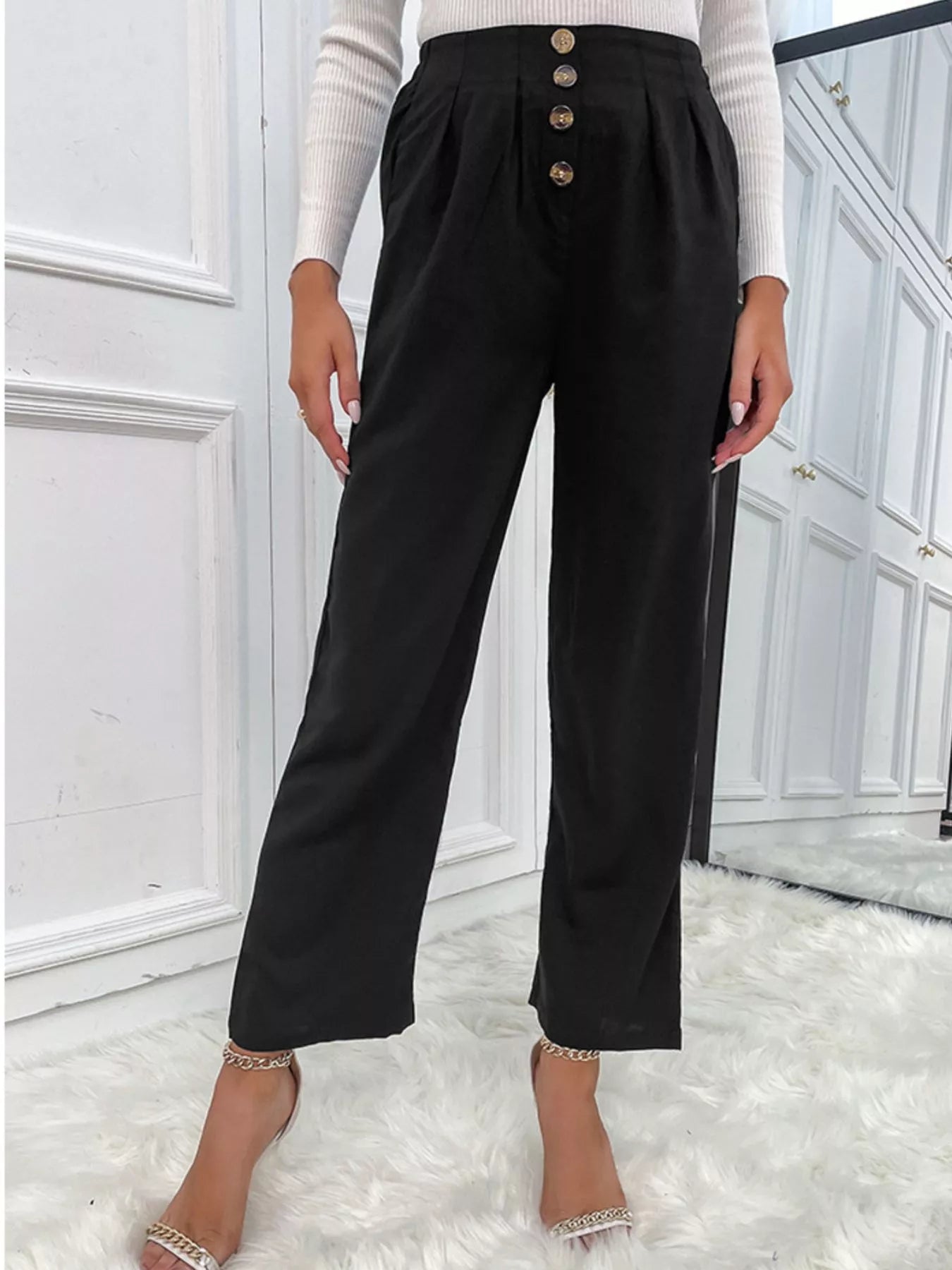 Sarah Express Women's High Waist Wide Leg Pants
