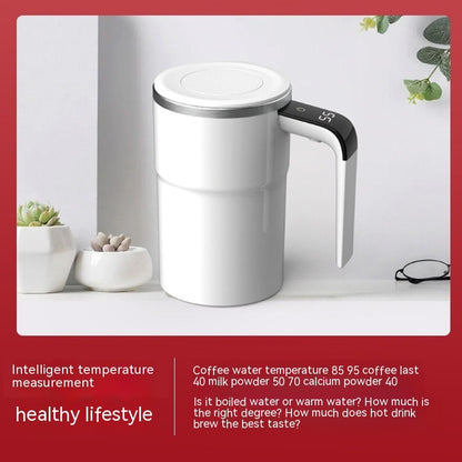 Sarah Express Self-Stirring Electric Coffee Mug - USB Rechargeable Automatic Magnetic Mixing Cup with IP67 Waterproof Stainless Steel White USB