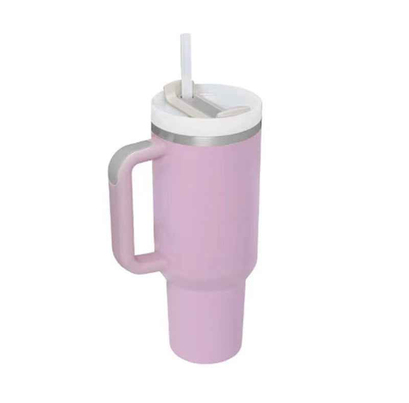 Sarah Express 40 oz Insulated Tumbler with Handle and Straw - Stainless Steel Vacuum Coffee Cup with Lid Light Purple 1200ML 1PC