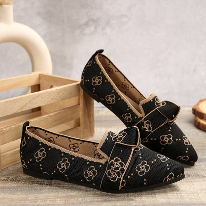 Sarah Express Bow-Tie Loafers | Breathable Mesh Slip-On Pointed Toe Flats Black