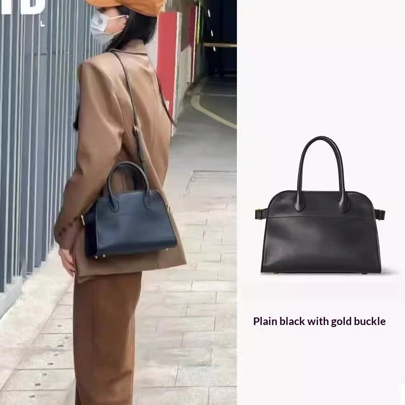 Sarah Express Women's Textured Suede Commuter Tote Bag - Premium PU Leather Handbag with Multiple Compartments Black gold button Small