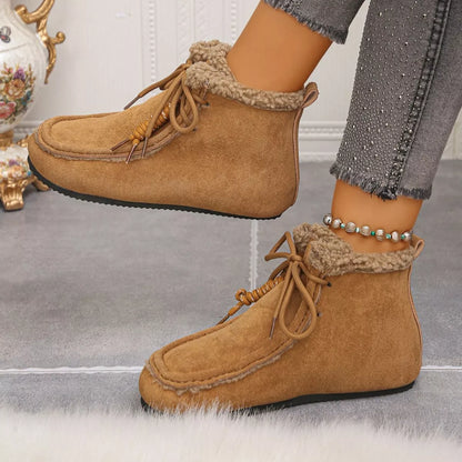 Sarah Express Women's Lace-Up Flat Ankle Boots