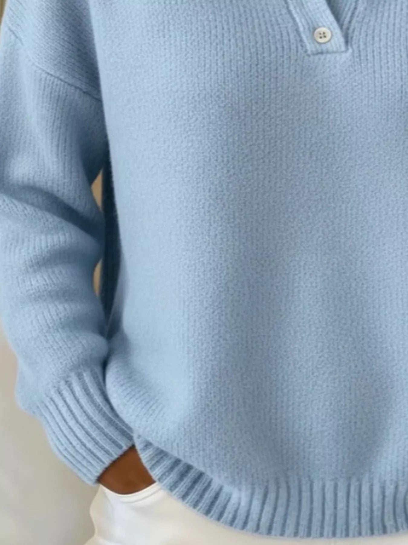 Sarah Express Women's Button Detail Drop Shoulder Sweater Plus Size