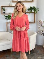 Sarah Express Women’s Plus Size V-Neck Balloon Sleeve Tiered Dress
