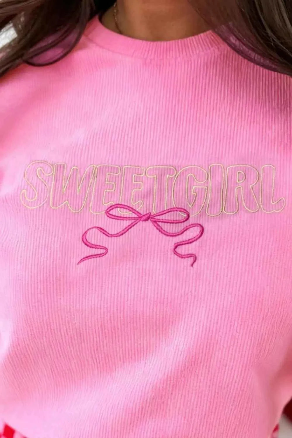 Sarah Express Women's Embroidered Rib Textured Long Sleeve Top - Casual Knit Pullover Sweater