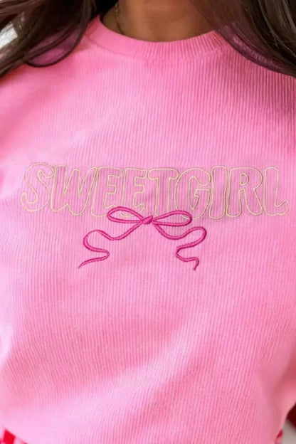 Sarah Express Women's Embroidered Rib Textured Long Sleeve Top - Casual Knit Pullover Sweater