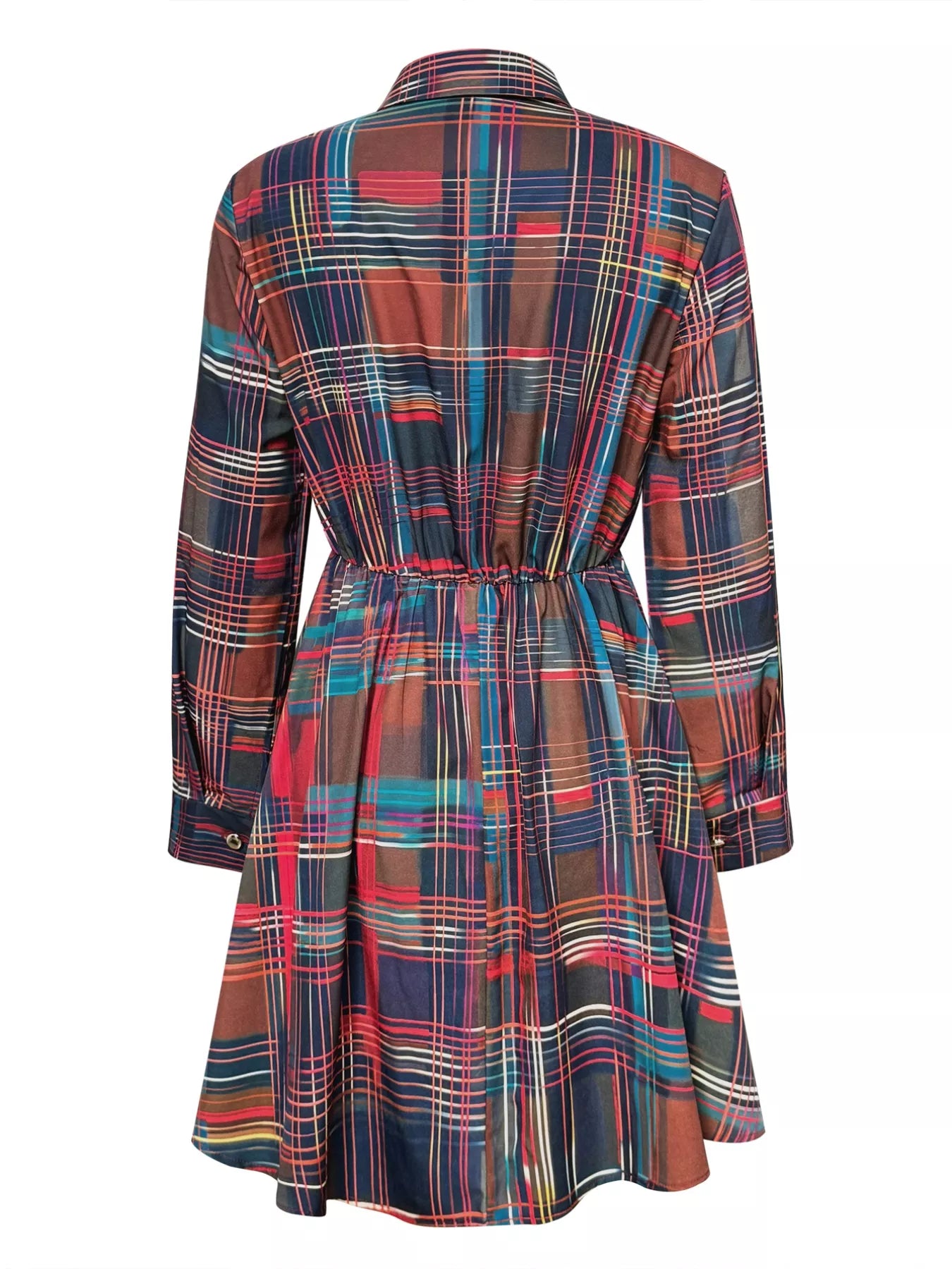 Sarah Express Women's Plaid Long Sleeve Shirt Dress