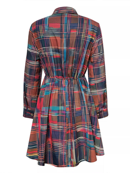 Sarah Express Women's Plaid Long Sleeve Shirt Dress