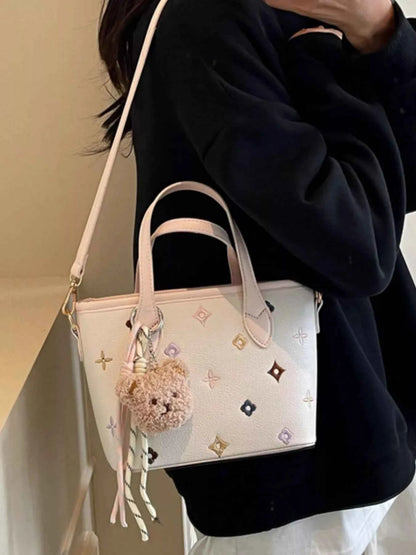 Sarah Express Women's Embroidered Pattern Crossbody Bag - Mini PU Leather Shoulder Bag