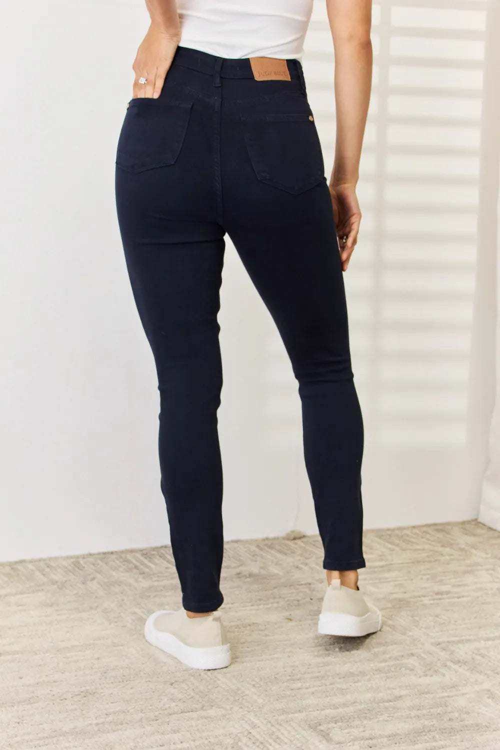 Sarah Express Women’s Plus Size Garment Dyed Tummy Control Skinny Jeans
