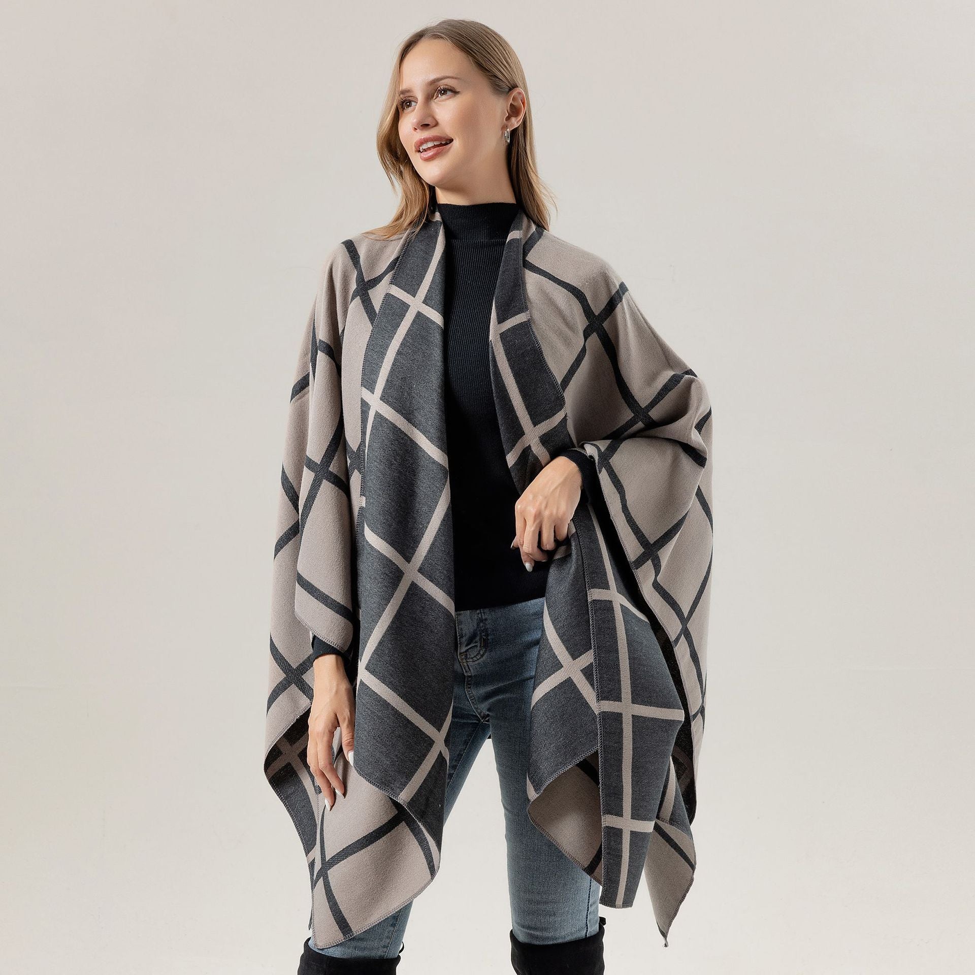 Sarah Express Women's Gingham Check Warm Scarf - Oversized Plaid Shawl Fall Winter Accessory