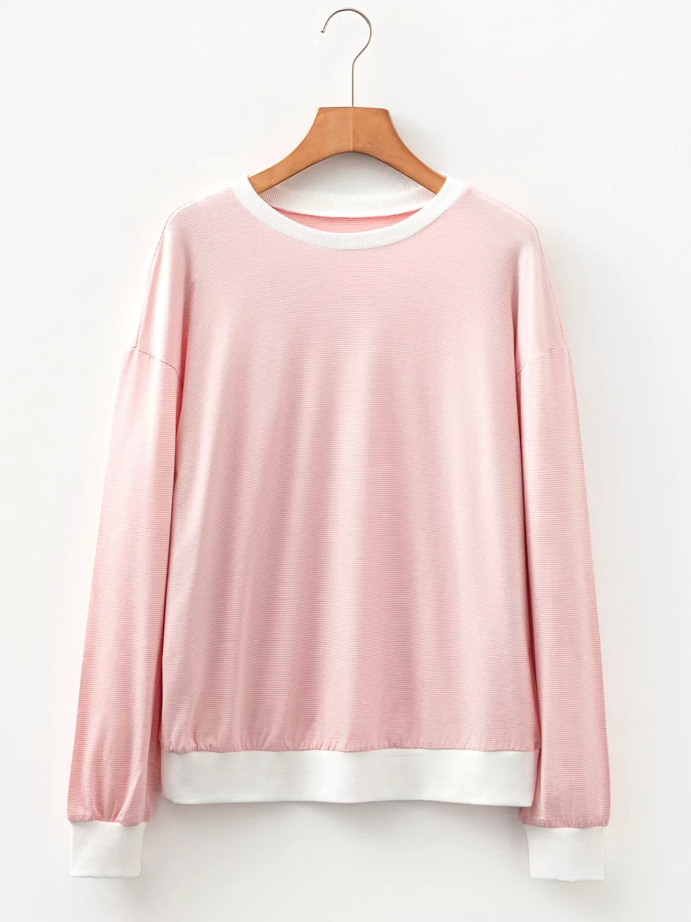 Sarah Express Women's Stripe Contrast Edge Patchwork Long Sleeve Top