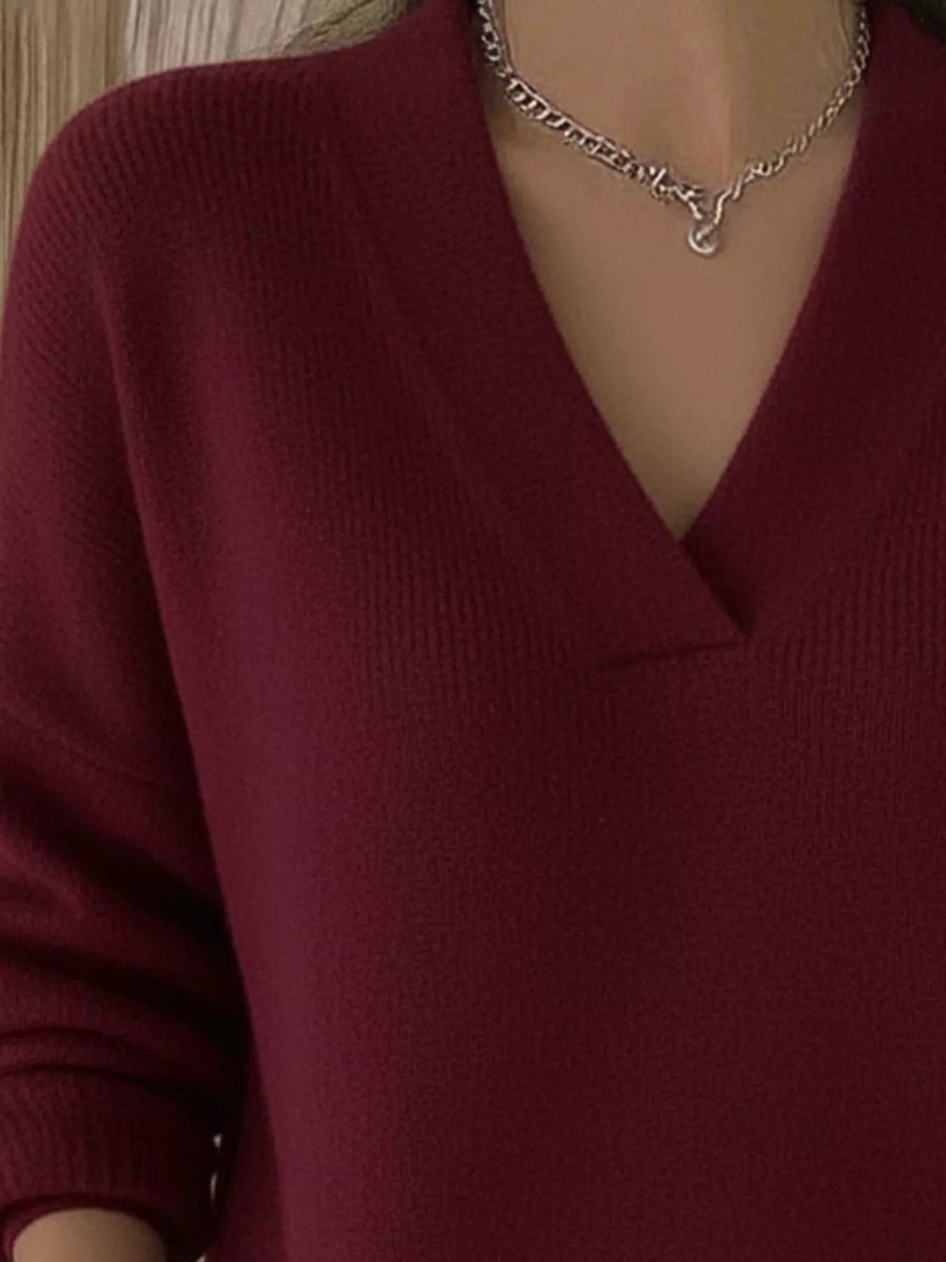 Sarah Express Women's V-Neck Long Sleeve Sweater Plus Size