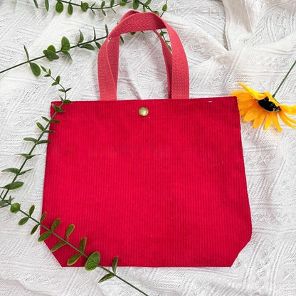 Sarah Express Women's Canvas Tote Bag - Minimalist Double-Sided Print Shoulder Bag with Embroidered Logo Type B Red Embroidered Name Style