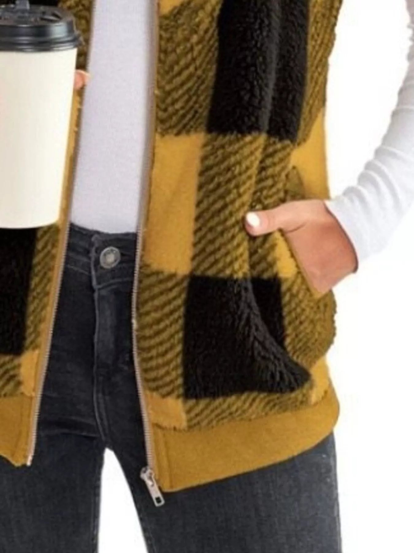 Sarah Express Women's Color Block Zip Up Vest Coat Plus Size