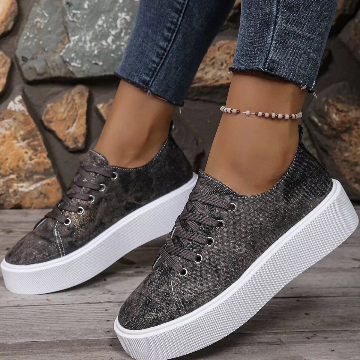 Sarah Express Women's Round Toe Platform Sneakers