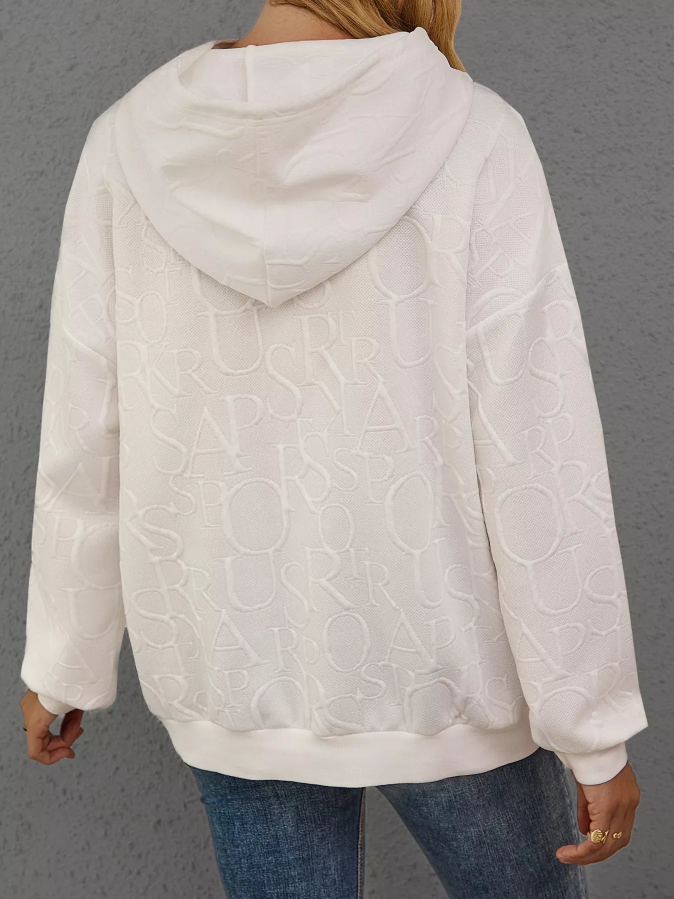 Sarah Express Women's Embossed Lettering Casual Hoodie Plus Size