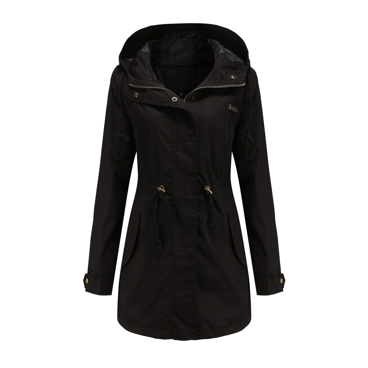 Sarah Express Women's Cotton Anorak Coat - Mid-Length Jacket with Pockets for Spring Fall